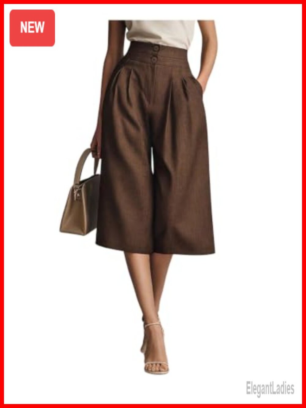 SweatyRocks Wide Leg Capri Pants High Waist Pleated Cropped Trousers with